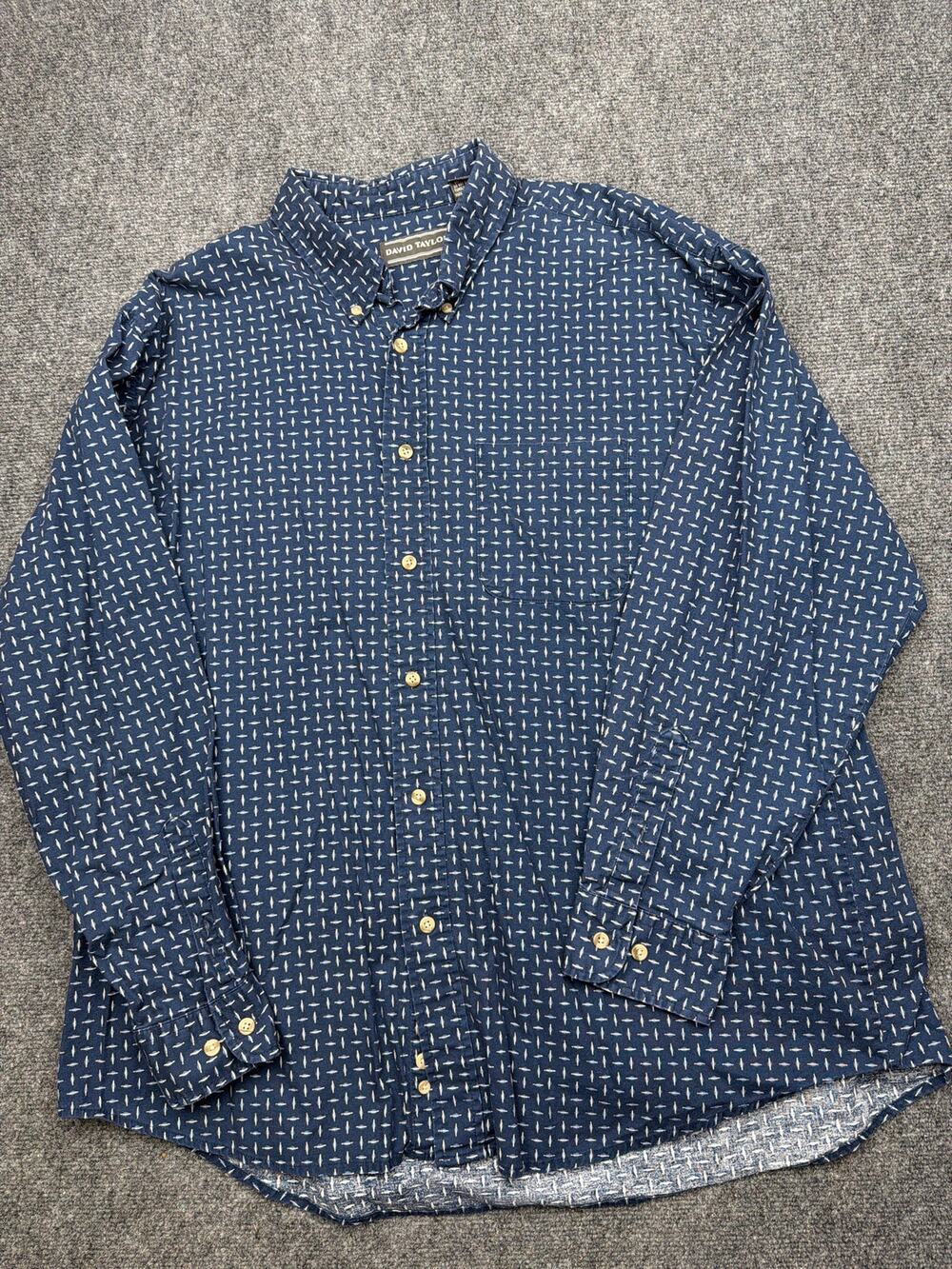 David Taylor Blue Button Up Shirt Size Extra Large
